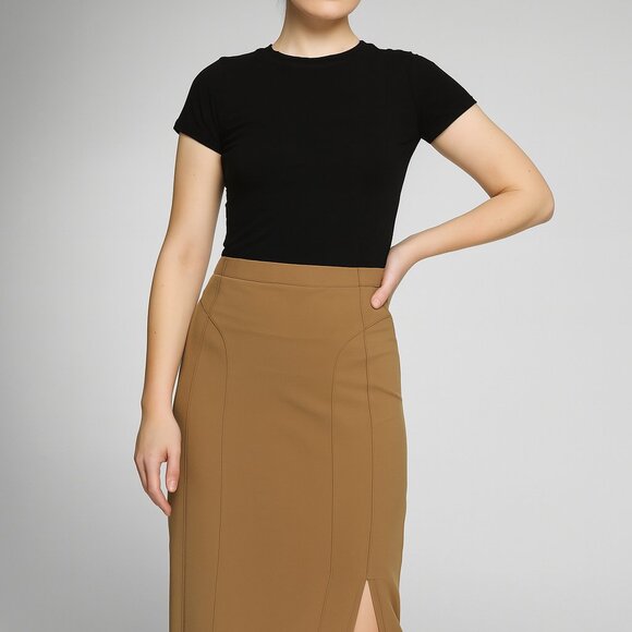 Open Edit Dresses & Skirts - Open Edit Brown Teak Midi Skirt – Size S (US 4–6) – New with Tags – $15